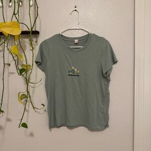 Embroidered Short Sleeve Tee - Blue Green